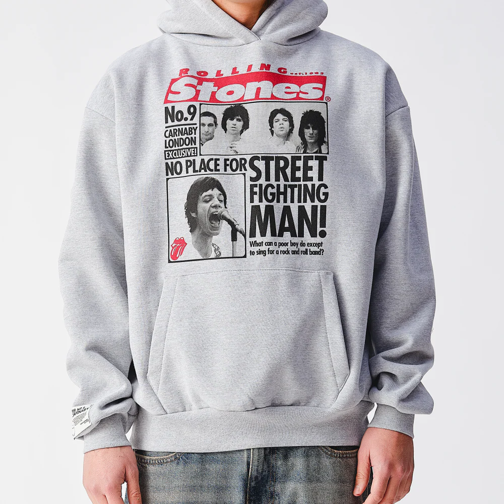 Street Fighting Man Newspaper Heather Grey Hoodie - Image 4