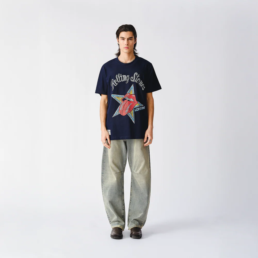 The Rolling Stones Fame Star Tongue Navy T-Shirt - Image 2
