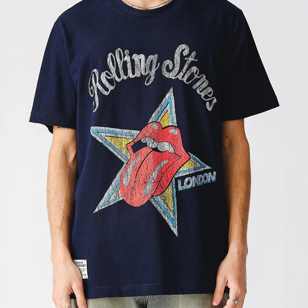 The Rolling Stones Fame Star Tongue Navy T-Shirt - Image 4