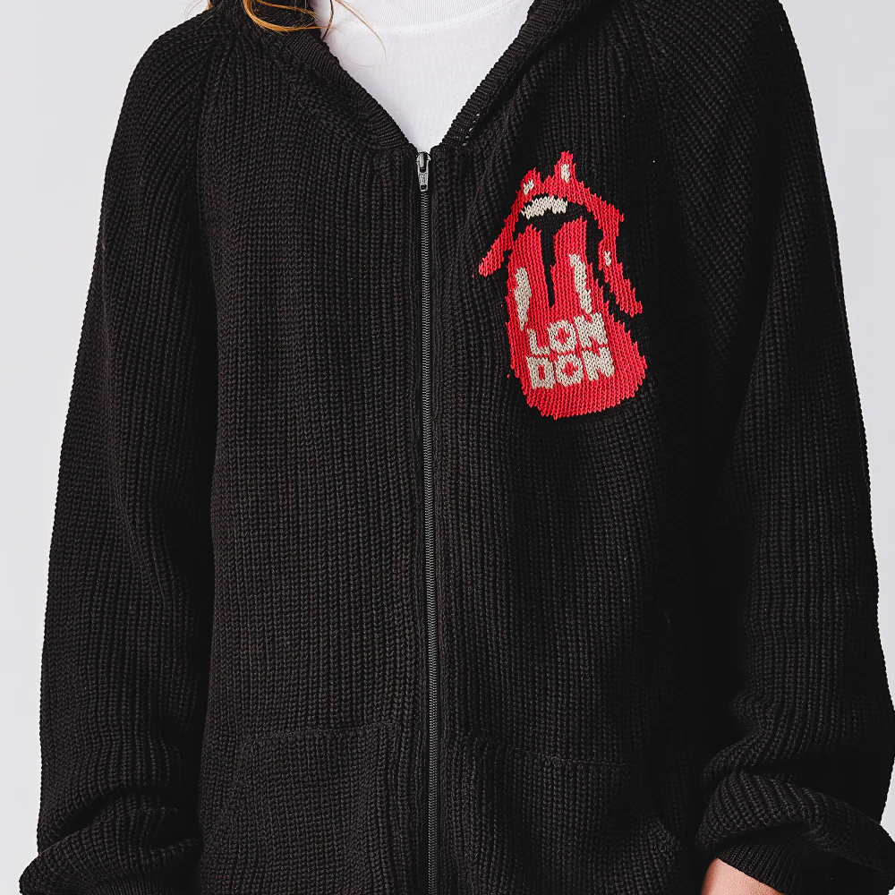 The Rolling Stones Intarsia Crochet Black Hoodie - Image 4