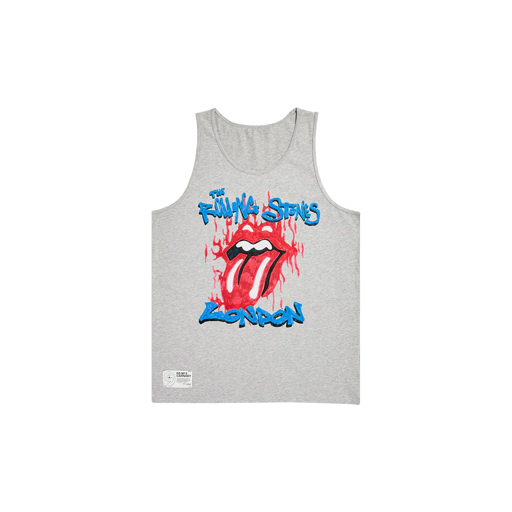 The Rolling Stones London Fire Tongue Grey Tank Top