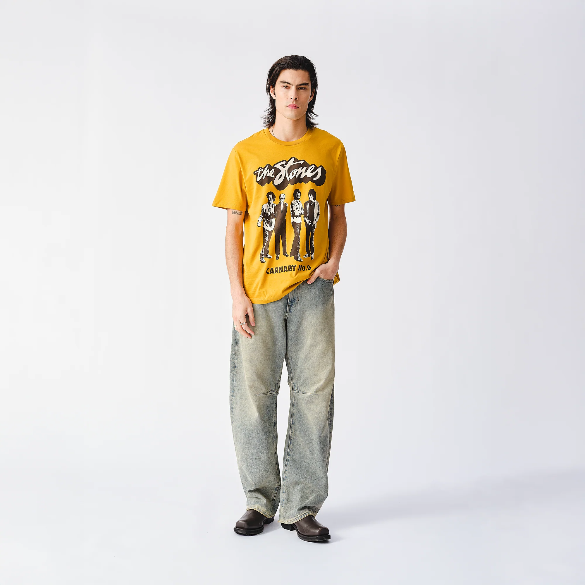 The Stones Band Figures Mustard T-Shirt - Image 2