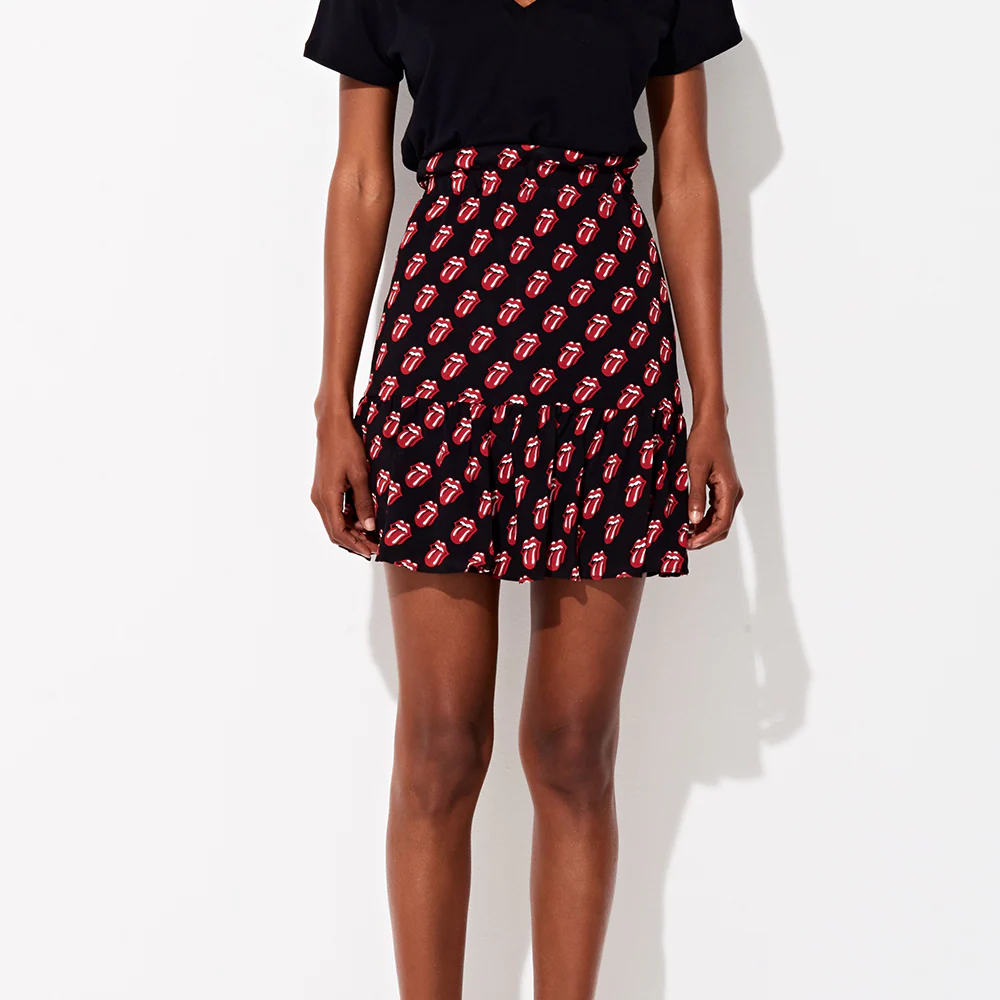 Triya x Stones Tongue Print Mini Silk Skirt