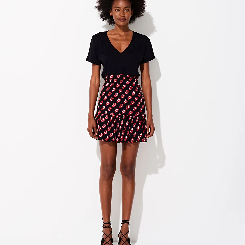 Triya x Stones Tongue Print Mini Silk Skirt - Image 2