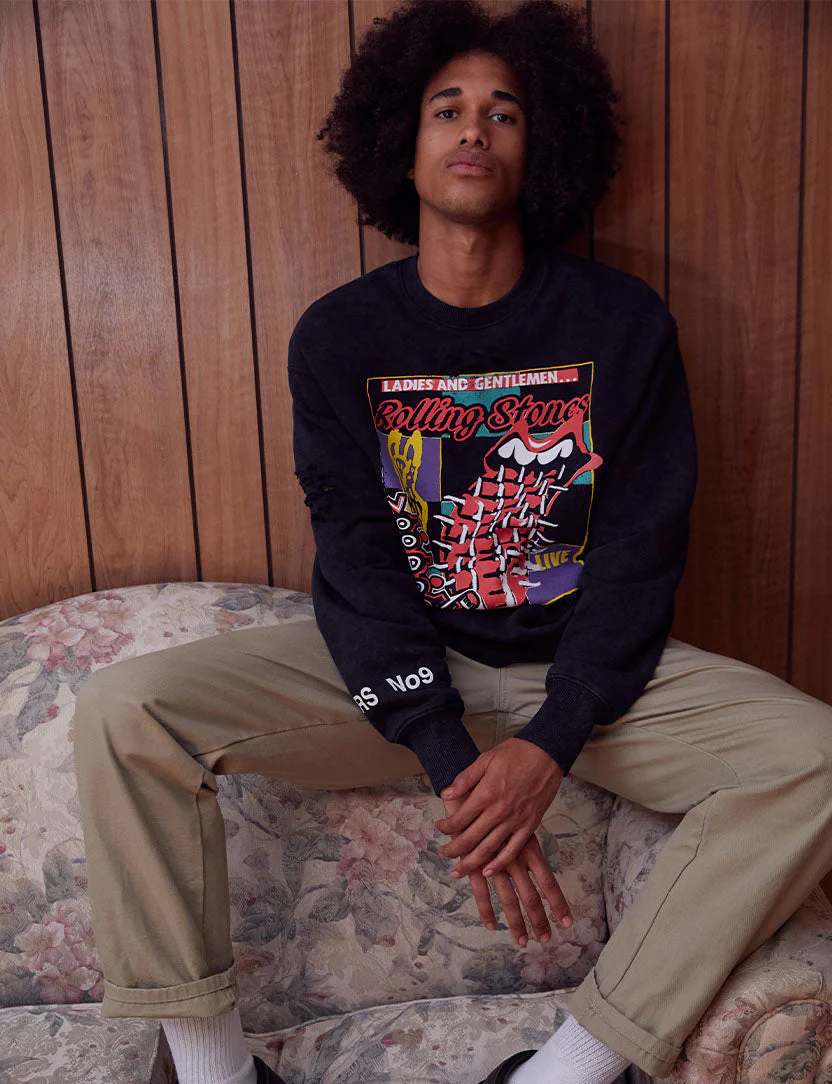 Voodoo Lounge Distressed Puff Print Crewneck - Image 3