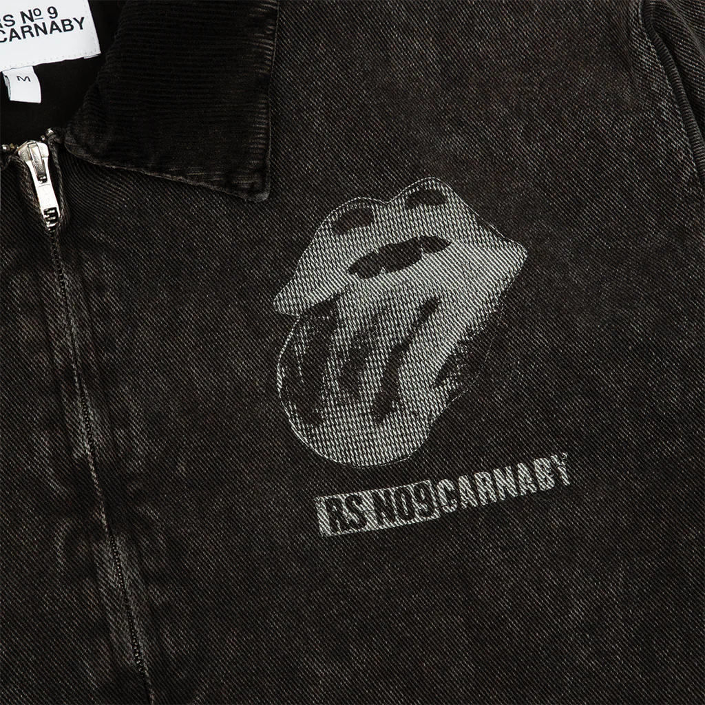 Washed Denim Charcoal Patch Work Jacket - Image 4