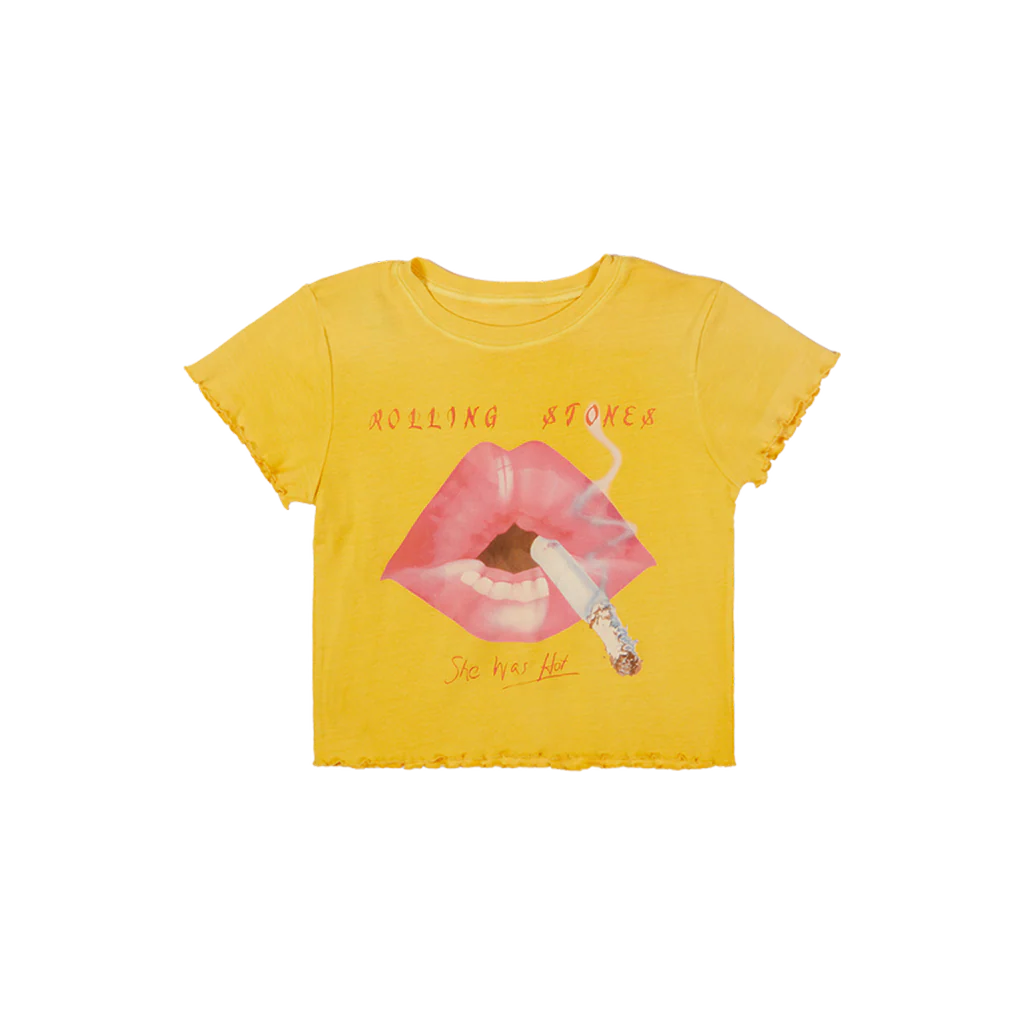 Yellow Lips Graphic Print Baby Tee
